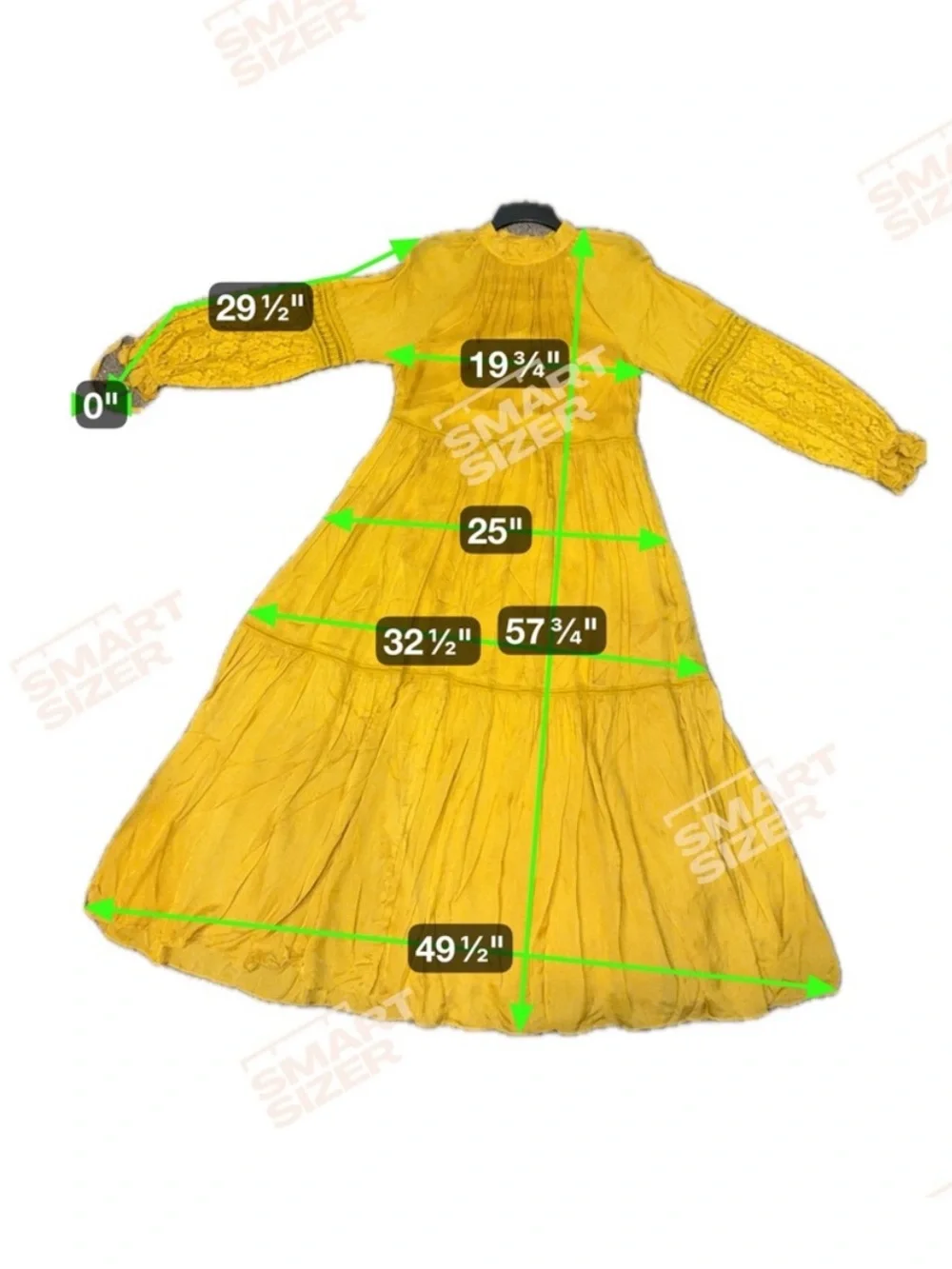 Anthropologie Atsu Aubriana Ruffled Mustard Yellow Lace-Sleeve Maxi Dress